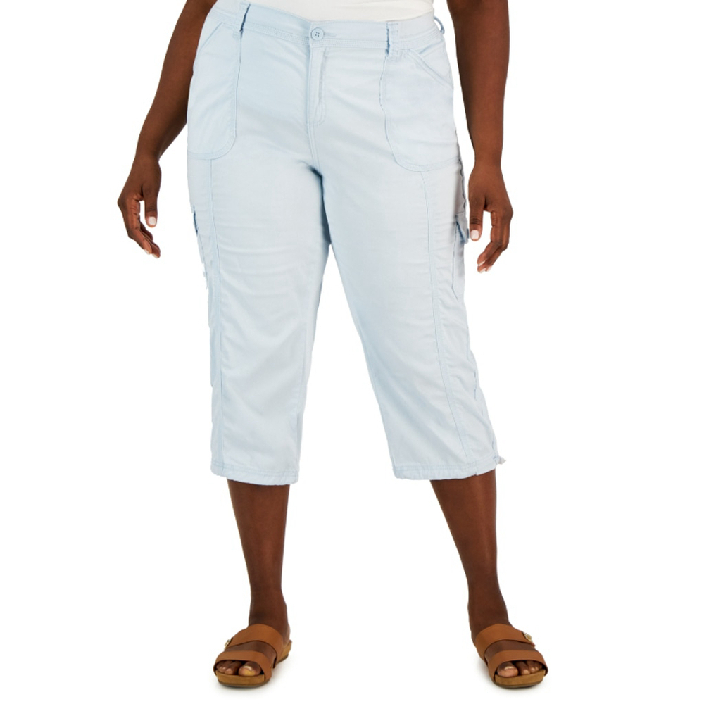Style & Co Women's Size Plus Size 20W Light Blue Bungee-Hem Capri Pants NWT